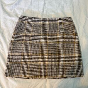 Forever 21 Brown and Yellow Plaid Pencil Skirt